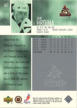2003-04 Upper Deck - UD Exclusives Canadian #147 Jan Hrdina Back