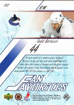2003-04 Upper Deck - Fan Favorites #FF2 Todd Bertuzzi Back