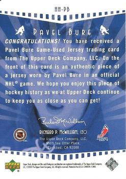 2003-04 Upper Deck - Highlight Heroes Jerseys #HH-PB Pavel Bure Back