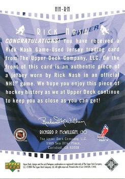 2003-04 Upper Deck - Highlight Heroes Jerseys #HH-RN Rick Nash Back