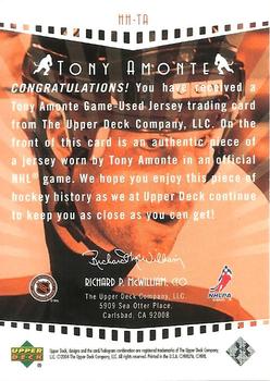 2003-04 Upper Deck - Highlight Heroes Jerseys #HH-TA Tony Amonte Back
