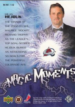 2003-04 Upper Deck - Magic Moments #MM-10 Milan Hejduk Back