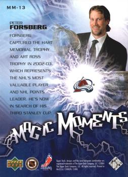 2003-04 Upper Deck - Magic Moments #MM-13 Peter Forsberg Back