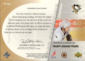2003-04 Upper Deck - Team Essentials #TP-ML Mario Lemieux Back