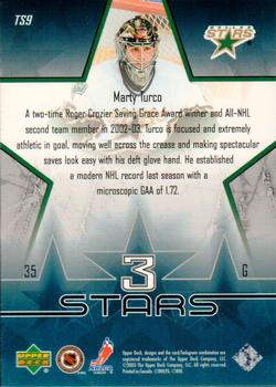 2003-04 Upper Deck - 3 Stars #TS9 Marty Turco Back