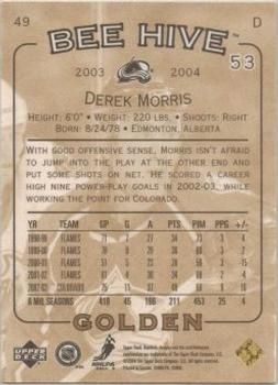 2003-04 Upper Deck Beehive - Golden #49 Derek Morris Back