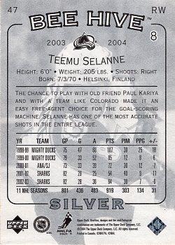 2003-04 Upper Deck Beehive - Silver #47 Teemu Selanne Back