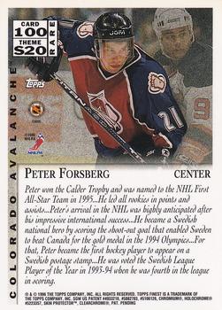 1995-96 Finest #100 Peter Forsberg Back