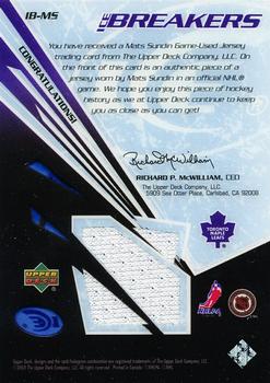 2003-04 Upper Deck Ice - Breakers #IB-MS Mats Sundin Back