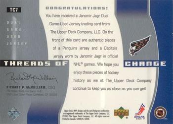 2003-04 Upper Deck MVP - Threads Of Change #TC7 Jaromir Jagr Back