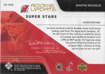 2003-04 Upper Deck Rookie Update - Super Stars #SS-MB Martin Brodeur Back