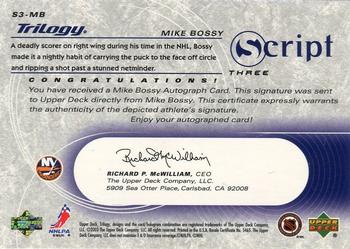 2003-04 Upper Deck Trilogy - Scripts #S3-MB Mike Bossy  Back