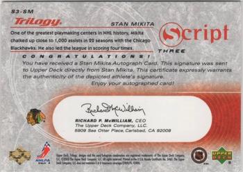 2003-04 Upper Deck Trilogy - Scripts Red #S3-SM Stan Mikita Back