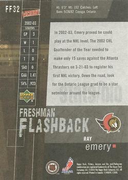 2003-04 Upper Deck Victory - Freshman Flashback #FF32 Ray Emery Back