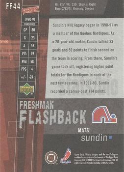 2003-04 Upper Deck Victory - Freshman Flashback #FF44 Mats Sundin Back