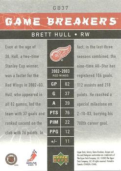 2003-04 Upper Deck Victory - Game Breakers #GB37 Brett Hull Back