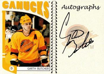 2004-05 In The Game Franchises Canadian - Autographs #A-GB Garth Butcher Front