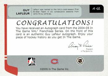2004-05 In The Game Franchises Canadian - Autographs #A-GL Guy Lafleur Back
