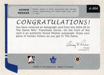 2004-05 In The Game Franchises Canadian - Autographs #A-HM Howie Meeker Back