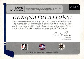 2004-05 In The Game Franchises Canadian - Autographs #A-LBH Laurie Boschman Back