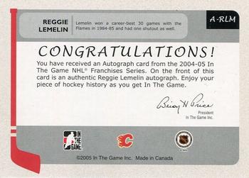 2004-05 In The Game Franchises Canadian - Autographs #A-RLM Reggie Lemelin Back