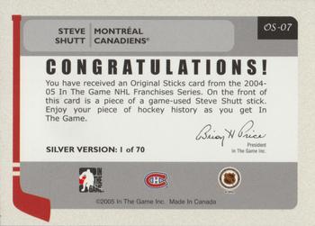 2004-05 In The Game Franchises Canadian - Original Sticks #OS-07 Steve Shutt Back