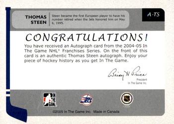 2004-05 In The Game Franchises Update - Autographs #A-TS Thomas Steen Back