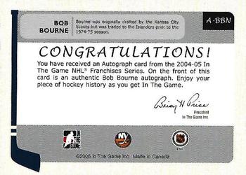 2004-05 In The Game Franchises US East - Autographs #A-BBN Bob Bourne Back