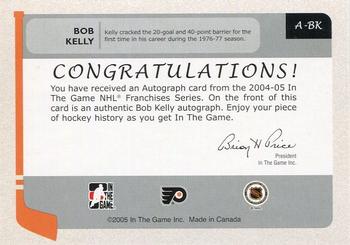 2004-05 In The Game Franchises US East - Autographs #A-BK Bob Kelly Back