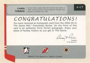 2004-05 In The Game Franchises US East - Autographs #A-CT Chris Terreri Back
