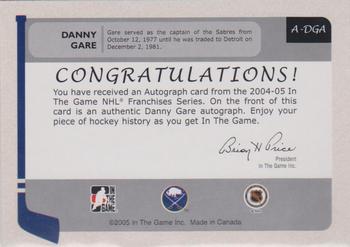 2004-05 In The Game Franchises US East - Autographs #A-DGA Danny Gare Back