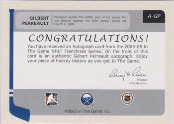 2004-05 In The Game Franchises US East - Autographs #A-GP Gilbert Perreault Back