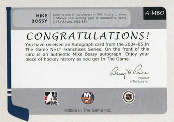 2004-05 In The Game Franchises US East - Autographs #A-MBO Mike Bossy Back