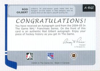 2004-05 In The Game Franchises US East - Autographs #A-RGI Rod Gilbert Back