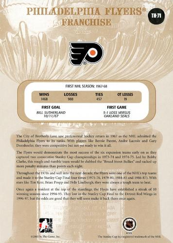 2004-05 In The Game Franchises US East - Team History #TH-71 Philadelphia Flyers Back