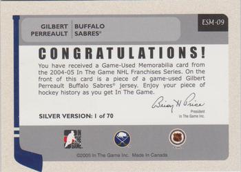 2004-05 In The Game Franchises US East - Game-Used Memorabilia #ESM-09 Gilbert Perreault Back