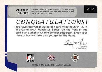 2004-05 In The Game Franchises US West - Autographs #A-CS Charlie Simmer Back