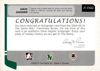 2004-05 In The Game Franchises US West - Autographs #A-DGG Dave Gagner Back