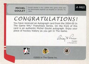 2004-05 In The Game Franchises US West - Autographs #A-MG1 Michel Goulet Back