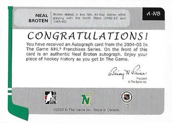 2004-05 In The Game Franchises US West - Autographs #A-NB Neal Broten Back