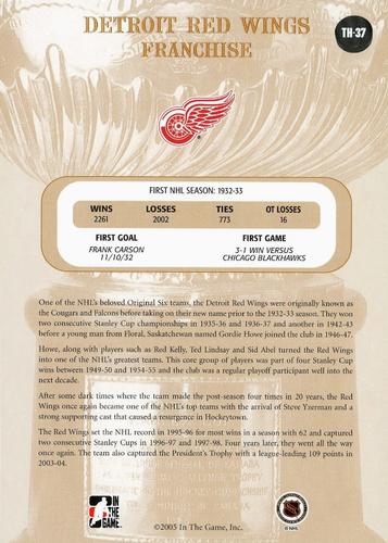 2004-05 In The Game Franchises US West - Team History #TH-37 Detroit Red Wings Back