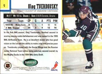 1995-96 Parkhurst International #9 Oleg Tverdovsky Back