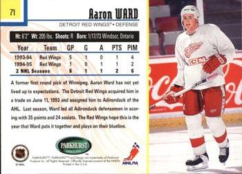 1995-96 Parkhurst International #71 Aaron Ward Back
