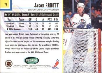 1995-96 Parkhurst International #73 Jason Arnott Back
