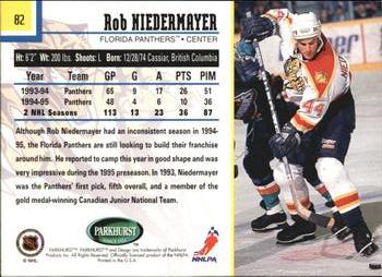 1995-96 Parkhurst International #82 Rob Niedermayer Back