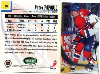 1995-96 Parkhurst International #111 Peter Popovic Back