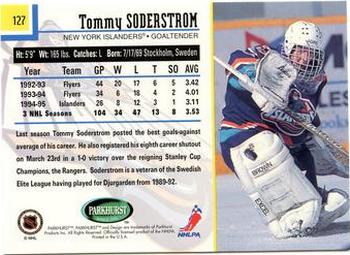 1995-96 Parkhurst International #127 Tommy Soderstrom Back