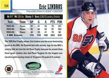 1995-96 Parkhurst International #154 Eric Lindros Back