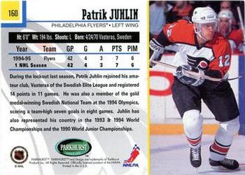 1995-96 Parkhurst International #160 Patrik Juhlin Back