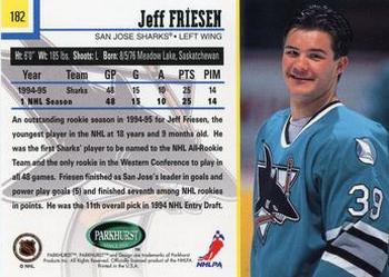 1995-96 Parkhurst International #182 Jeff Friesen Back